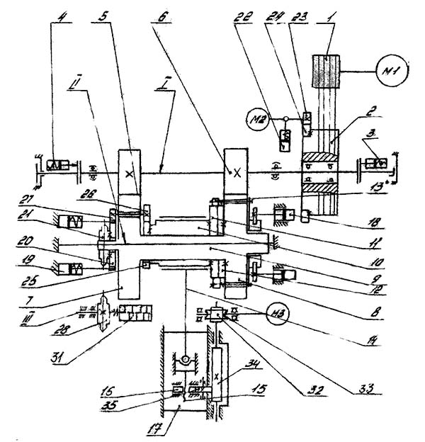 Кінематична схема однокривошипного пресса КД2134 открытого ненаклоняемого пресса